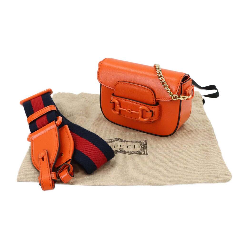 GUCCI Orange Leather Horsebit Bag - Picture 2 of 10